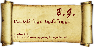 Balkányi Gyöngyi névjegykártya