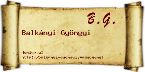 Balkányi Gyöngyi névjegykártya